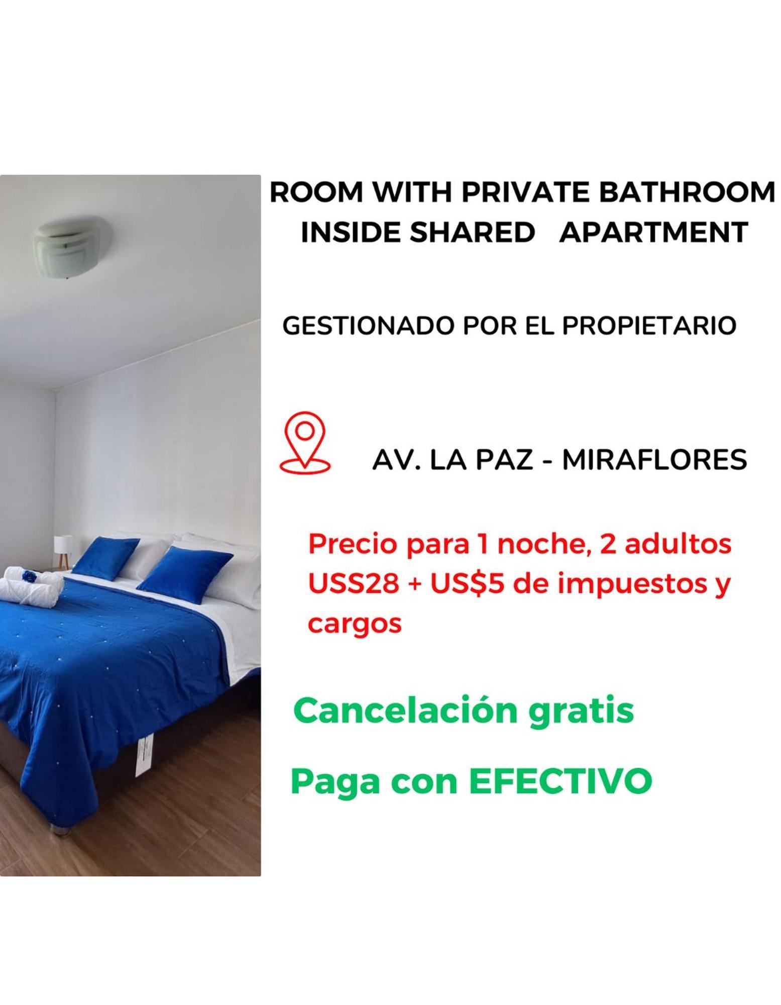 Habitacion Bano Propio La Paz 1 Лима Екстериор снимка